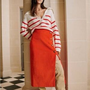 Sezane Nesta Skirt Rouge Orange. - Size 36